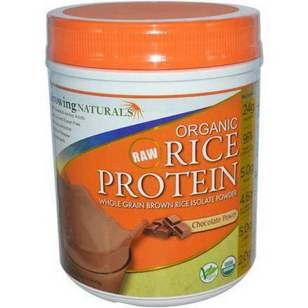Growing Naturals, Organic Raw Rice Protein, Chocolate Power 476g