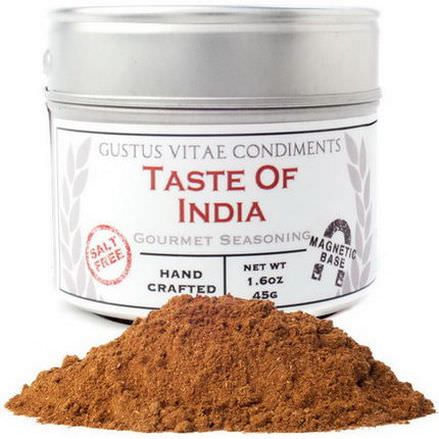 Gustus Vitae, Taste of India, Gourmet Seasoning, Salt Free 45g