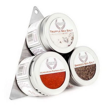 Gustus Vitae, The Essential Artisan Finishing Salts Collection, 3 Tin Variety Pack