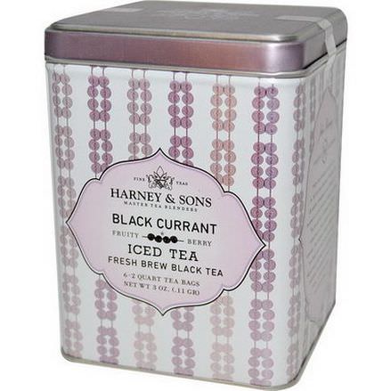 Harney&Sons, Iced Tea Fresh Brew Black Tea, Black Currant, 6 - 2 Quart Tea Bags .11g