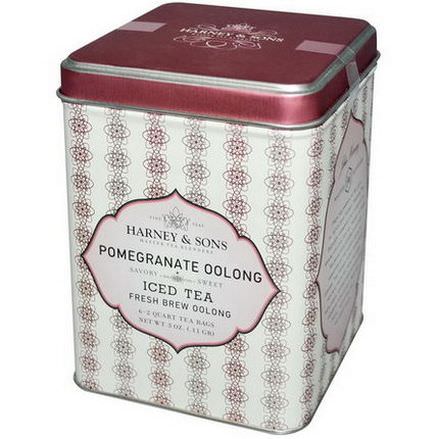 Harney&Sons, Iced Tea, Fresh Brew Oolong, Pomegranate Oolong, 6 - 2 Quart Tea Bags, 3 oz