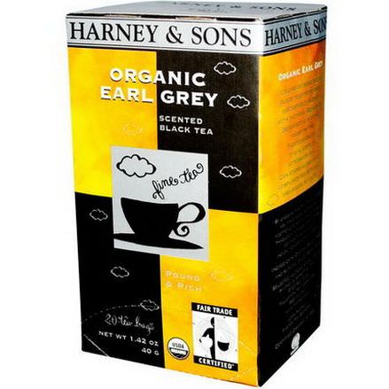 Harney&Sons, Organic Earl Grey, Scented Black Tea, 20 Tea Bags 40g
