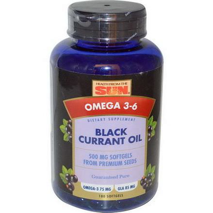 Health From The Sun, Black Currant Oil, 500mg, 180 Soft Gels