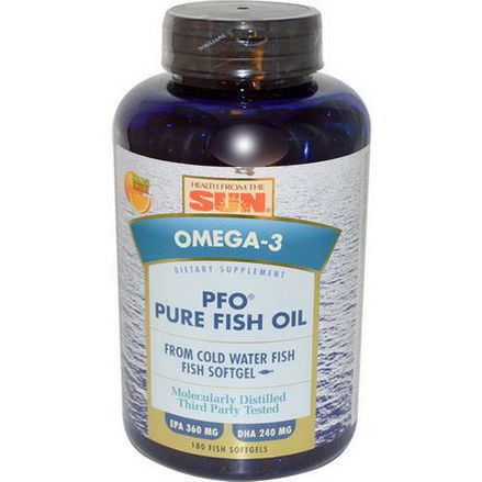 Health From The Sun, PFO Pure Fish Oil, Orange Flavor, 180 Fish Softgels