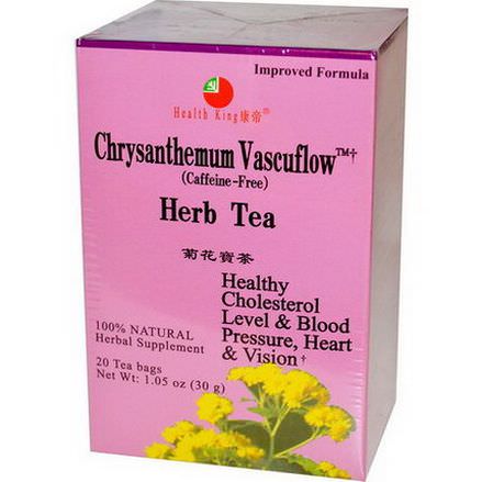 Health King, Chrysanthemum Vascuflow Herb Tea, Caffeine Free, 20 Tea Bags 30g