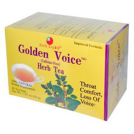 Health King, Golden Voice Herb Tea, Caffeine-Free, 20 Tea Bags 30g