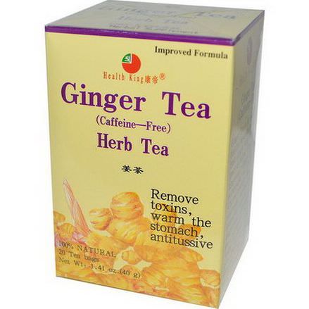 Health King, Herb Tea, Ginger, Caffeine Free, 20 Tea Bags 40g