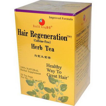 Health King, Herb Tea, Hair Regeneration, Caffeine-Free, 20 Tea Bags 32g