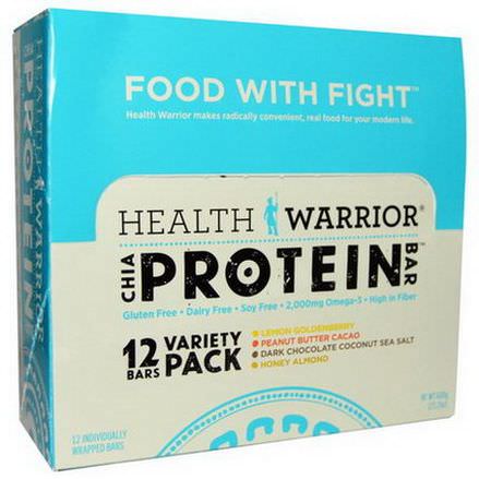 Health Warrior, Inc. Chia Protein Bars, Variety Pack, 12 Bars 600g