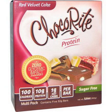 HealthSmart Foods, Inc. ChocoRite Bars, Red Velvet Cake, 5 Bars 32g Each