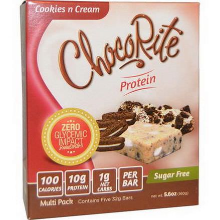 HealthSmart Foods, Inc. ChocoRite Cookies n Cream Bars, 5 protein bars 32g Each