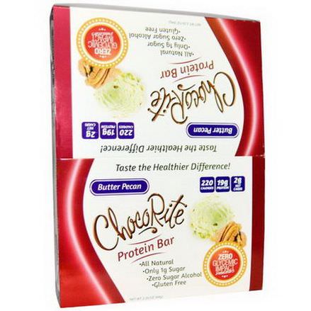 HealthSmart Foods, Inc. ChocoRite Protein Bar, Butter Pecan, 12 Bars 64g Each