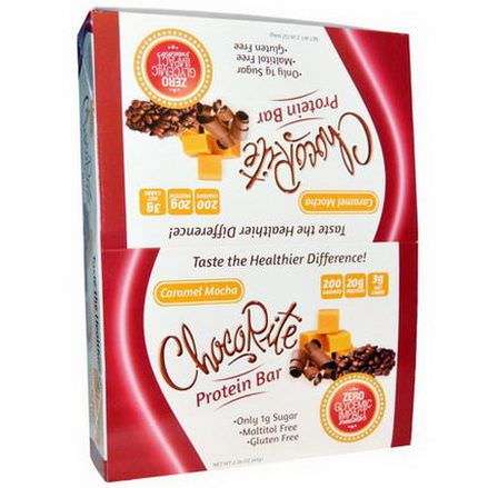 HealthSmart Foods, Inc. ChocoRite Protein Bar, Caramel Mocha, 12 Bars 64g Each