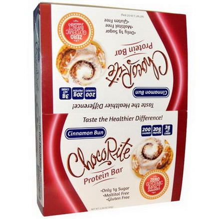 HealthSmart Foods, Inc. ChocoRite Protein Bar, Cinnamon Bun, 12 Bars 64g Each