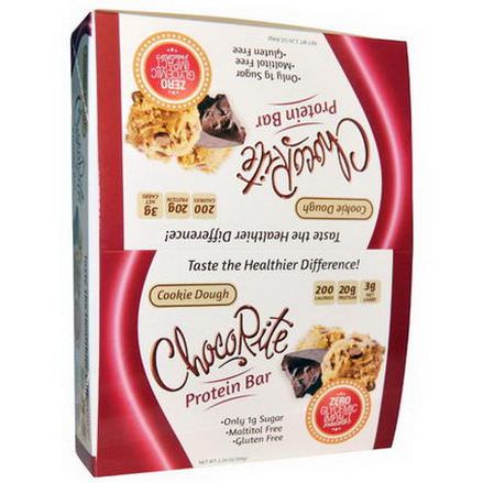 HealthSmart Foods, Inc. ChocoRite Protein Bar, Cookie Dough, 12 Bars 64g Each