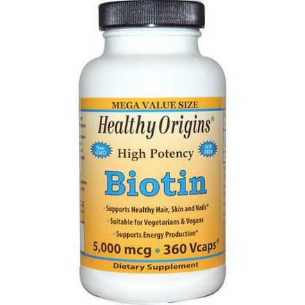 Healthy Origins, Biotin, High Potency, 5,000mcg, 360 Vcaps