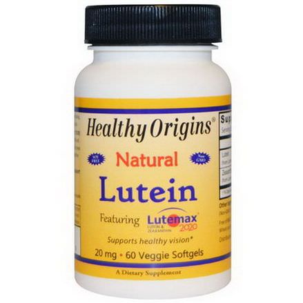 Healthy Origins, Lutein, Natural, 20mg, 60 Veggie Softgels