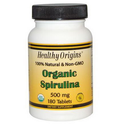 Healthy Origins, Organic Spirulina, 500mg, 180 Tablets
