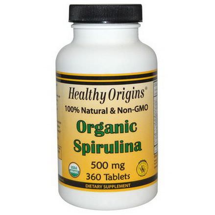 Healthy Origins, Organic Spirulina, 500mg, 360 Tablets