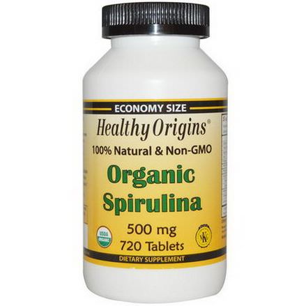 Healthy Origins, Organic Spirulina, 500mg, 720 Tablets