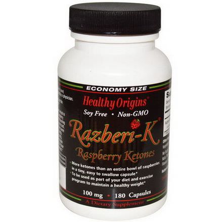 Healthy Origins, Razberi-K, Raspberry Ketones, 100mg, 180 Capsules