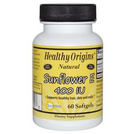 Healthy Origins, Sunflower E, 400 IU, 60 Softgels