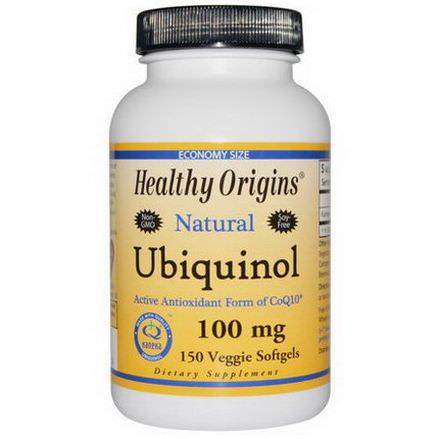 Healthy Origins, Ubiquinol, Natural, 100mg, 150 Veggie Softgels