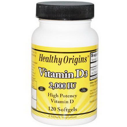 Healthy Origins, Vitamin D3, 2,000 IU, 120 Softgels