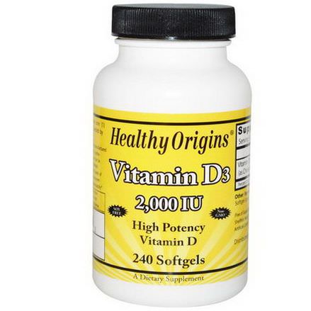 Healthy Origins, Vitamin D3, 2,000 IU, 240 Softgels