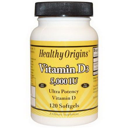 Healthy Origins, Vitamin D3, 5,000 IU, 120 Softgels