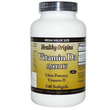Healthy Origins, Vitamin D3, 5,000 IU, 540 Softgels