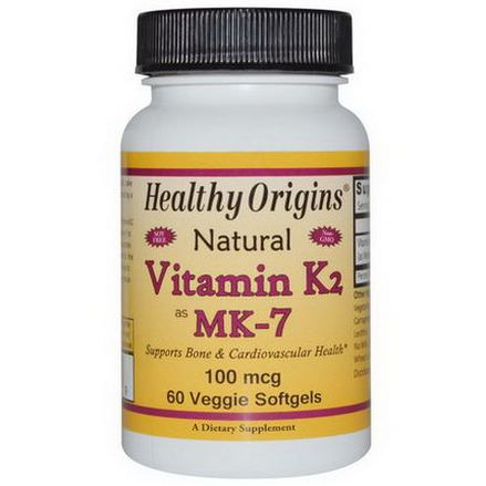 Healthy Origins, Vitamin K2 as MK-7, Natural, 100mcg, 60 Veggie Softgels