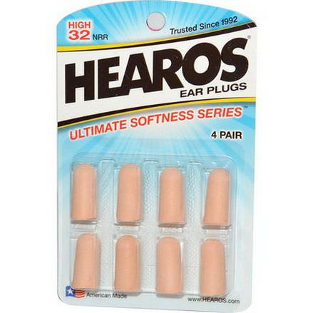 Hearos, Ear Plugs, Ultimate Softness Series, High 32 NRR, 4 Pair