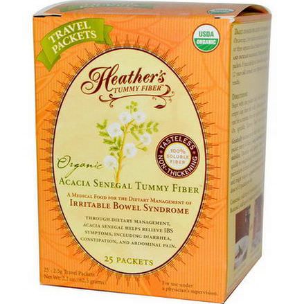 Heather's Tummy Care, Organic Acacia Senegal Tummy Fiber, 25 Travel Packets, 2.5g Each