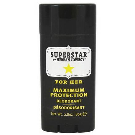 Herban Cowboy, Maximum Protection Deodorant, For Her, Superstar 80g