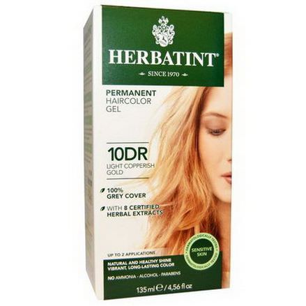 Herbatint, Permanent Haircolor Gel, 10DR, Light Copperish Gold 135ml