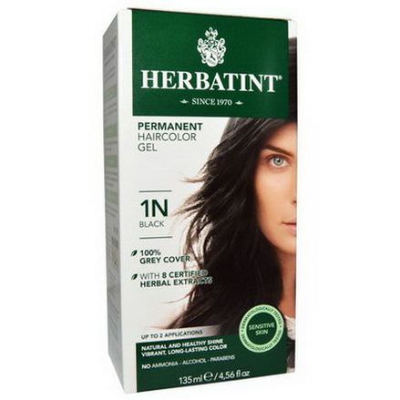 Herbatint, Permanent Haircolor Gel, 1N, Black 135ml