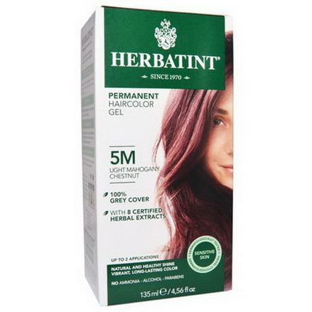 Herbatint, Permanent Haircolor Gel, 5M, Light Mahogany Chestnut 135ml