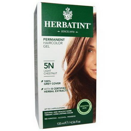 Herbatint, Permanent Haircolor Gel, 5N, Light Chestnut 135ml