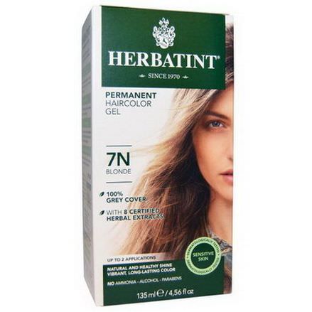 Herbatint, Permanent Haircolor Gel, 7N Blonde 135ml