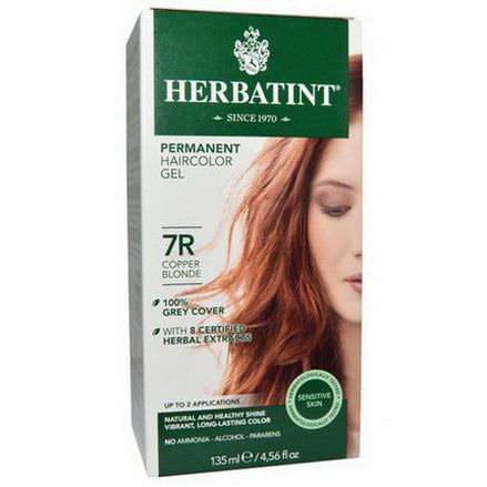 Herbatint, Permanent Haircolor Gel, 7R, Copper Blonde 135ml