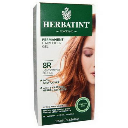 Herbatint, Permanent Haircolor Gel, 8R, Light Copper Blonde 135ml
