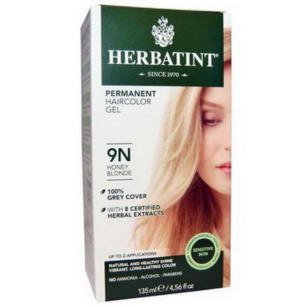 Herbatint, Permanent Haircolor Gel, 9N, Honey Blonde 135ml