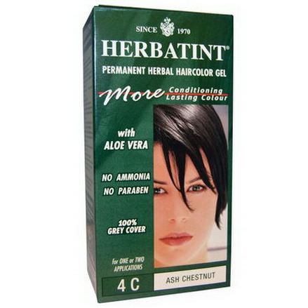 Herbatint, Permanent Herbal Haircolor Gel, 4C, Ash Chestnut 135ml