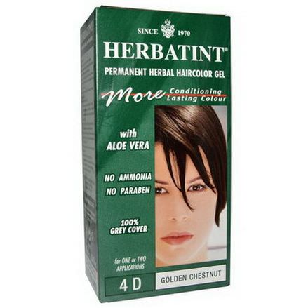 Herbatint, Permanent Herbal Haircolor Gel, 4D Golden Chestnut 135ml