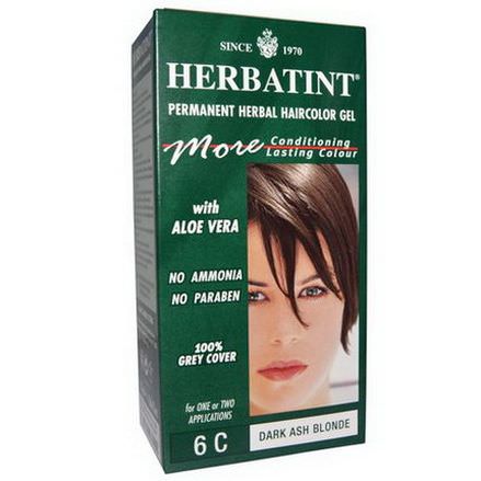 Herbatint, Permanent Herbal Haircolor Gel, 6C, Dark Ash Blonde 135ml