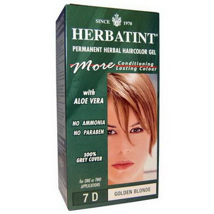 Herbatint, Permanent Herbal Haircolor Gel, 7D, Golden Blonde 135ml