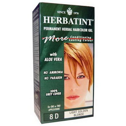 Herbatint, Permanent Herbal Haircolor Gel, 8D, Light Golden Blonde 135ml