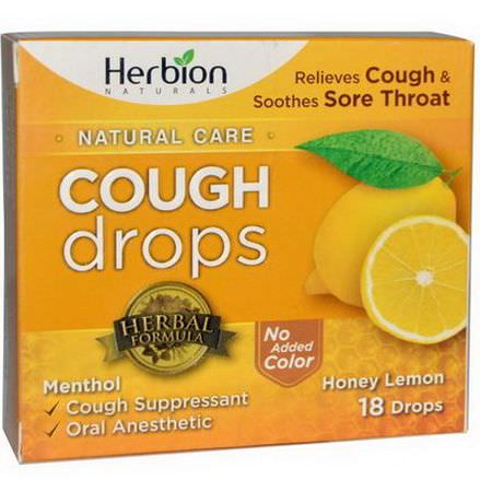 Herbion, Natural Care Cough Drops, Honey Lemon, 18 Drops