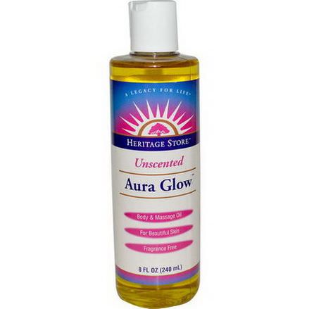 Heritage Products, Aura Glow, Body&Massage Oil, Unscented 240ml